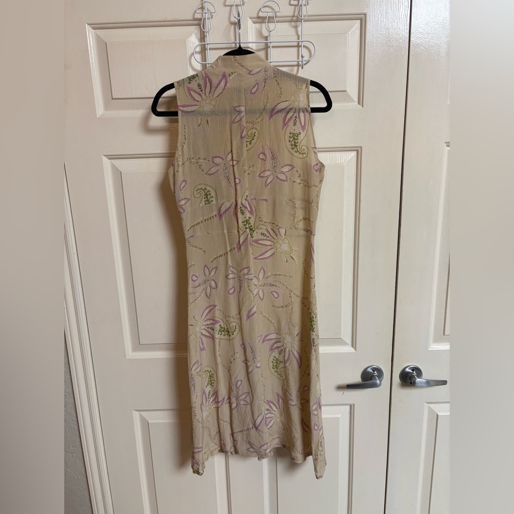 VTG 90s 100% silk Mossimo High Keyhole Neck Paisley Cottagecore Midi Dress - Picture 2 of 5